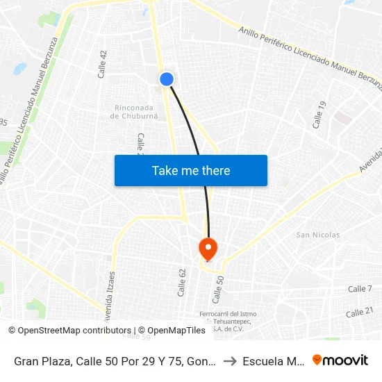Gran Plaza, Calle 50 Por 29 Y 75, Gonzalo Guerrero to Escuela Modelo map