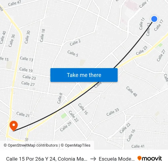Calle 15 Por 26a Y 24, Colonia Maya to Escuela Modelo map