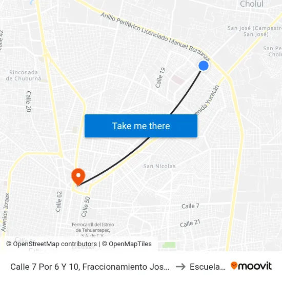 Calle 7 Por 6 Y 10, Fraccionamiento José María Iturralde (Las Águilas) to Escuela Modelo map