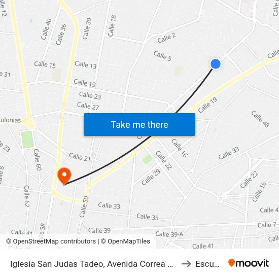 Iglesia San Judas Tadeo, Avenida Correa Rachó Por Calle 7 Y 7a, Colonia Gustavo Díaz Ordáz to Escuela Modelo map