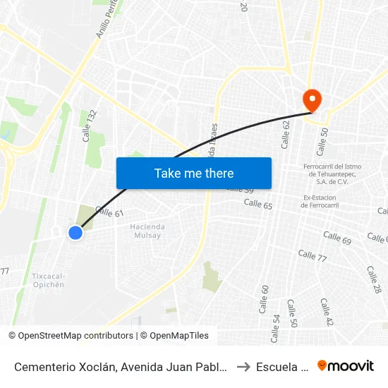Cementerio Xoclán, Avenida Juan Pablo II Por Calle 12, Xoclán to Escuela Modelo map
