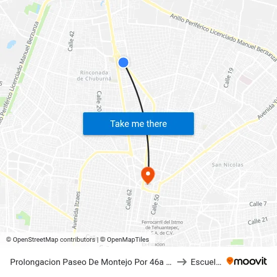 Prolongacion Paseo De Montejo Por 46a Y 33, Fraccionamiento Gonzalo Guerrero to Escuela Modelo map