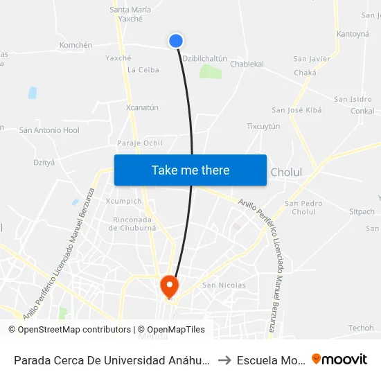 Parada Cerca De Universidad Anáhuac Mayab to Escuela Modelo map