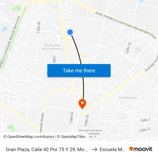 Gran Plaza, Calle 42 Por 75 Y 29, Montes De Amé to Escuela Modelo map