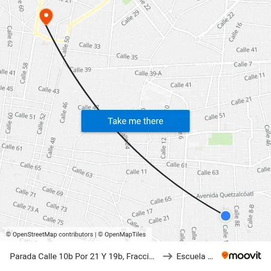 Parada Calle 10b Por 21 Y 19b, Fraccionamiento Vergel 1. to Escuela Modelo map