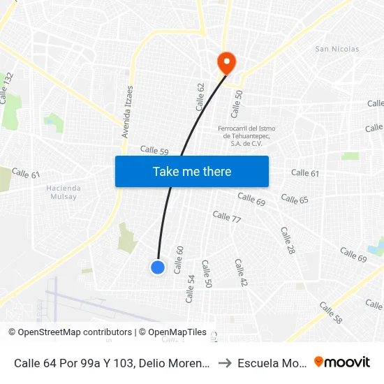 Calle 64 Por 99a Y 103, Delio Moreno Cantón to Escuela Modelo map