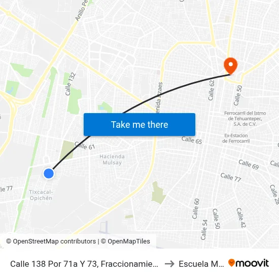 Calle 138 Por 71a Y 73, Fraccionamiento Villa Magna to Escuela Modelo map