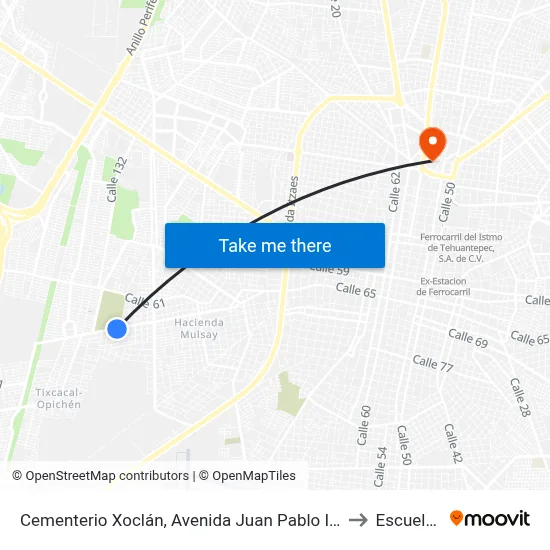Cementerio Xoclán, Avenida Juan Pablo II Por Calle 128 Y 126,  Susulá Xoclán to Escuela Modelo map