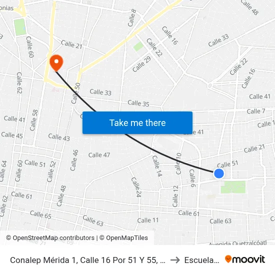 Conalep Mérida 1, Calle 16 Por 51 Y 55, Fraccionamiento Del Parque to Escuela Modelo map