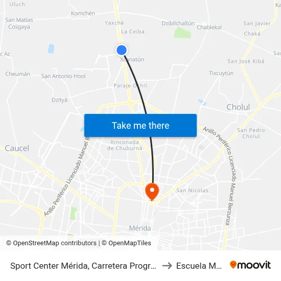 Sport Center Mérida, Carretera Progreso Mérida to Escuela Modelo map