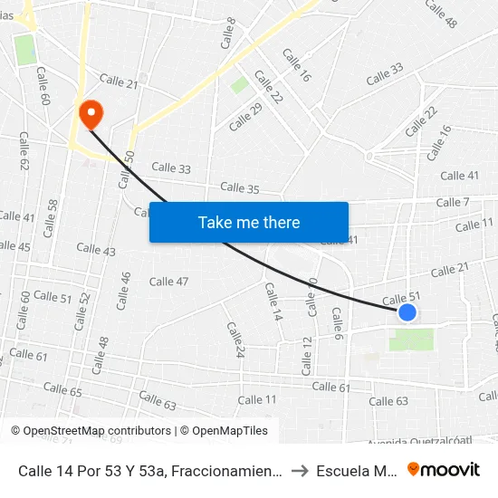 Calle 14 Por 53 Y 53a, Fraccionamiento Del Parque to Escuela Modelo map