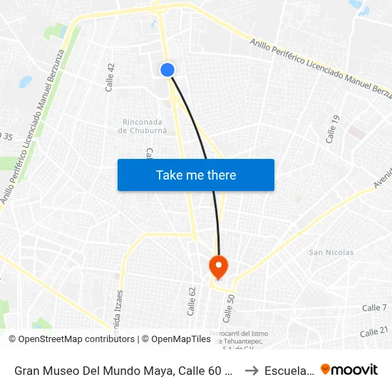 Gran Museo Del Mundo Maya, Calle 60 Por 3b Y 5b. Colonia Revolución to Escuela Modelo map