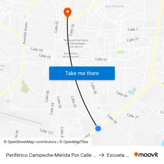 Periférico Campeche-Mérida Por Calle 82 Y 80, Cecilio Chí to Escuela Modelo map