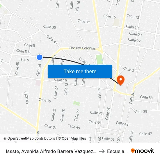 Issste, Avenida Alfredo Barrera Vazquez Por 36 Y 34, García Ginerés to Escuela Modelo map