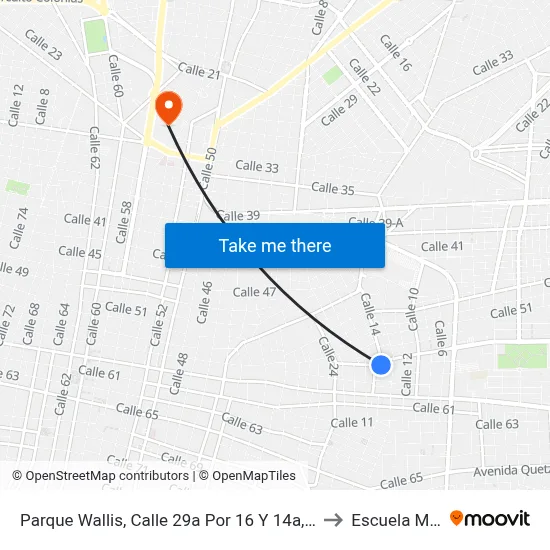 Parque Wallis, Calle 29a Por 16 Y 14a, Chuminópolis to Escuela Modelo map