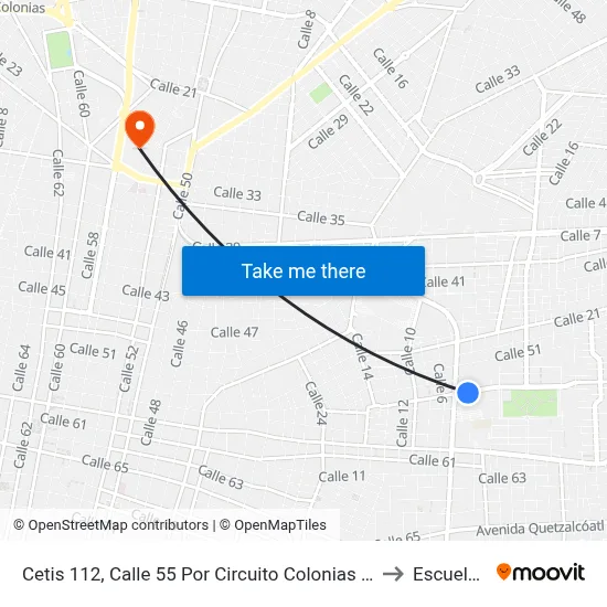 Cetis 112, Calle 55 Por Circuito Colonias Y 16, Fraccionamiento Del Parque, to Escuela Modelo map