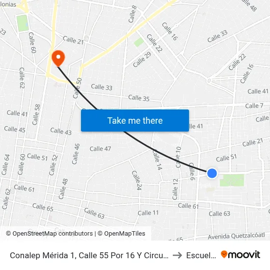 Conalep Mérida 1,  Calle 55 Por 16 Y Circuito Colonias, Fraccionamiento Del Parque to Escuela Modelo map