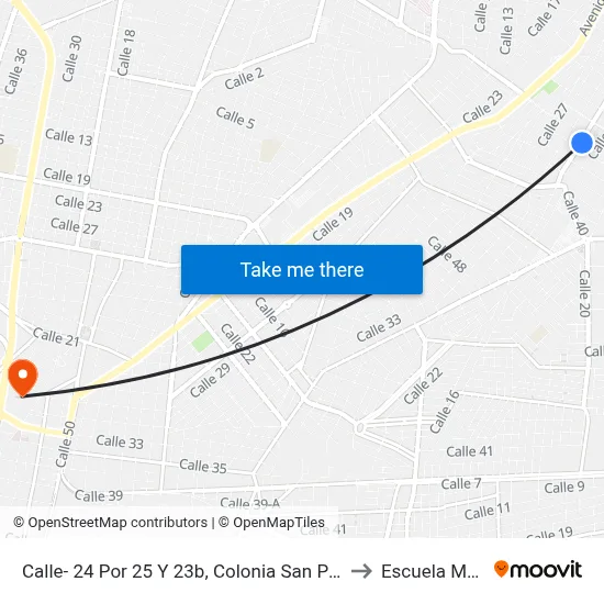 Calle- 24 Por 25 Y 23b, Colonia San Pedro Cholul. to Escuela Modelo map
