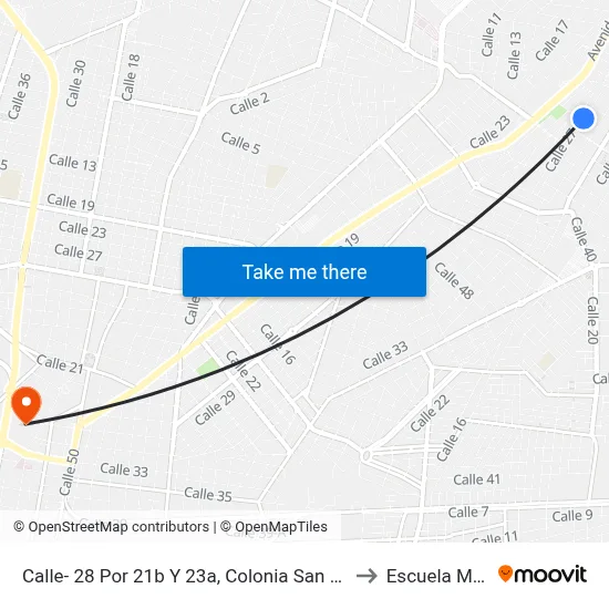 Calle- 28 Por 21b Y 23a, Colonia San Pedro Cholul. to Escuela Modelo map