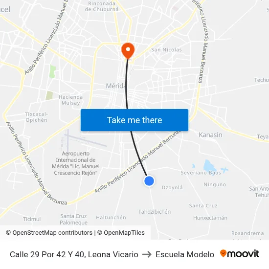 Calle 29 Por 42 Y 40, Leona Vicario to Escuela Modelo map