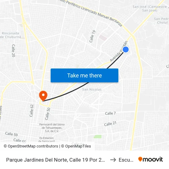 Parque Jardines Del Norte, Calle 19 Por 20j Y 19 Diagonal, Fraccionamiento Jardines Del Norte. to Escuela Modelo map