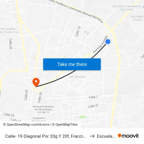 Calle- 19 Diagonal Por 20g Y 20f, Fraccionamiento Jardines Del Norte. to Escuela Modelo map