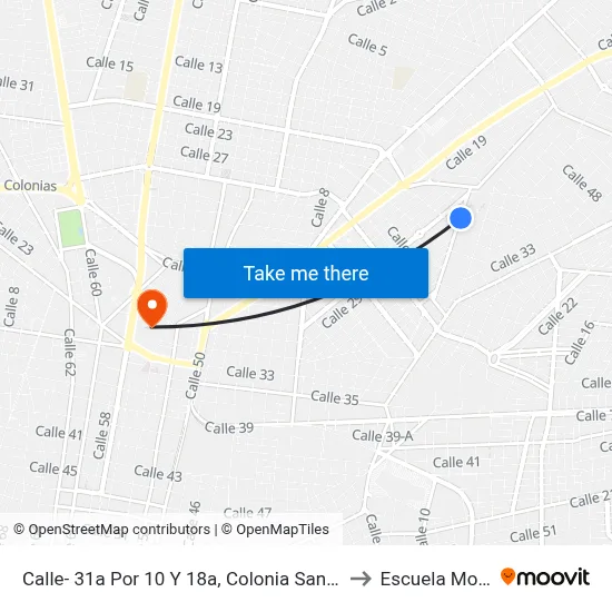 Calle- 31a Por 10 Y 18a, Colonia San Esteban. to Escuela Modelo map