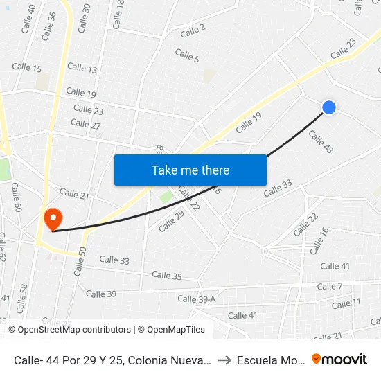 Calle- 44 Por 29 Y 25, Colonia Nueva Yucatán. to Escuela Modelo map