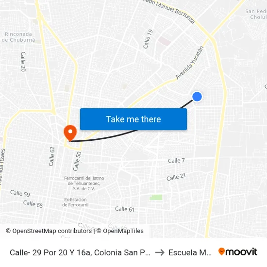 Calle- 29 Por 20 Y 16a, Colonia San Pedro Cholul. to Escuela Modelo map