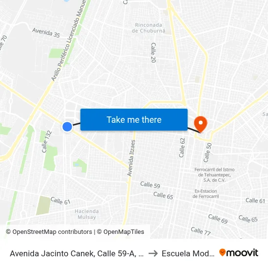 Avenida Jacinto Canek, Calle 59-A, 1178 to Escuela Modelo map