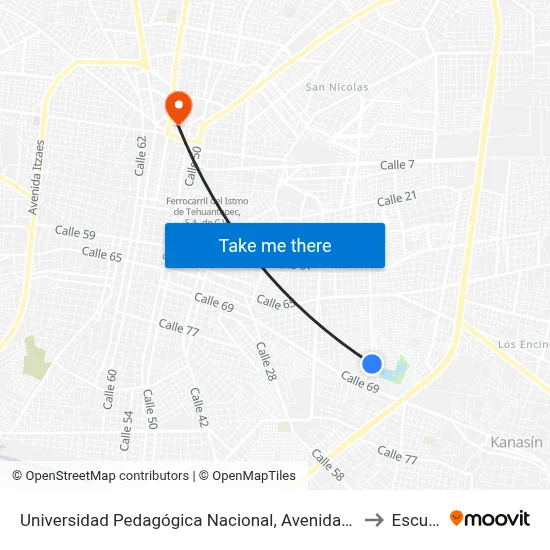 Universidad Pedagógica Nacional, Avenida Universidad Pedagógica Por Calle 27b Y 25d, San Antonio Kaua to Escuela Modelo map