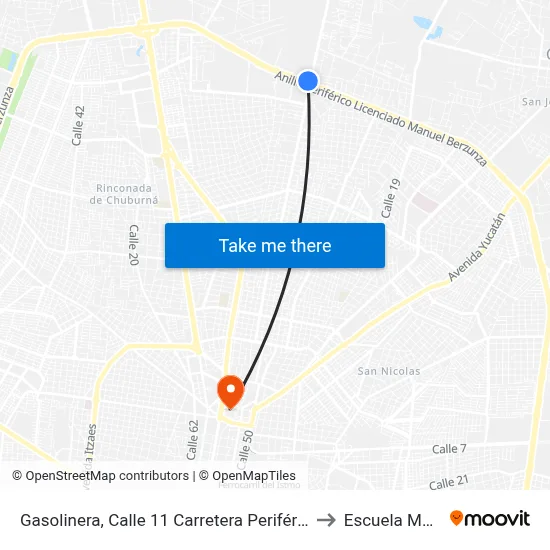 Gasolinera, Calle 11 Carretera Periférico Por 24 to Escuela Modelo map