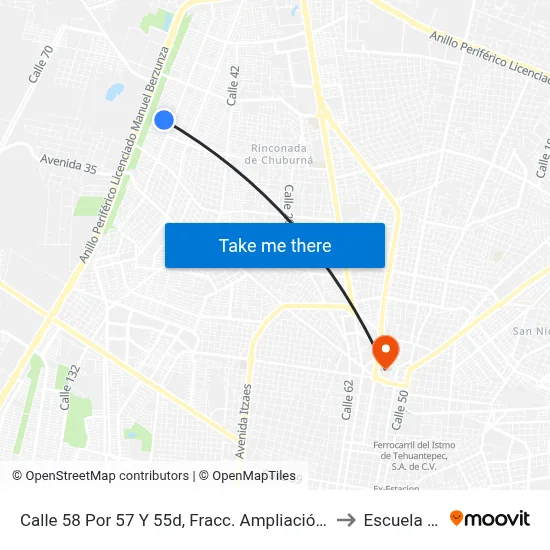 Calle 58 Por 57 Y 55d, Fracc. Ampliación Francisco De Montejo to Escuela Modelo map