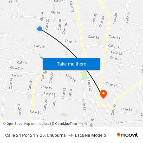 Calle 24 Por 24 Y 25, Chuburná to Escuela Modelo map