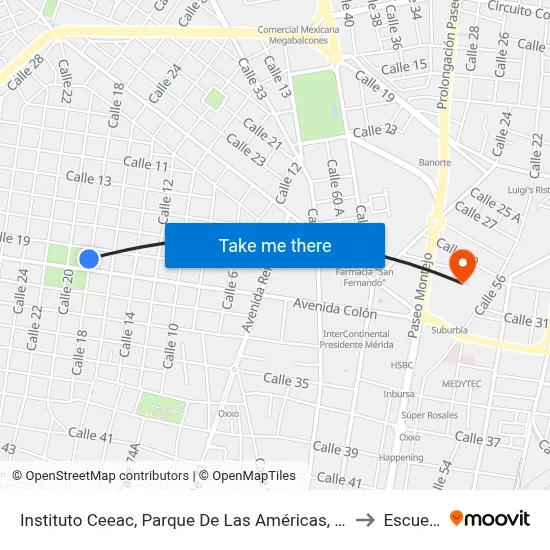 Instituto Ceeac, Parque De Las Américas, Calle 18 Por 19 Y Avenida Colón, García Ginerés to Escuela Modelo map