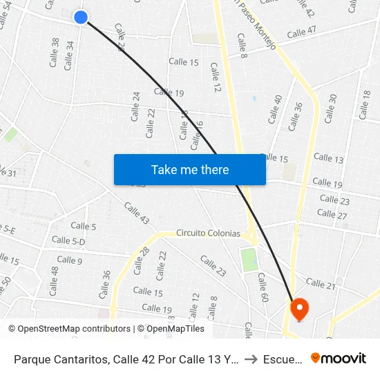 Parque Cantaritos, Calle 42 Por Calle 13 Y 40, Fraccionamiento Francisco De Montejo to Escuela Modelo map