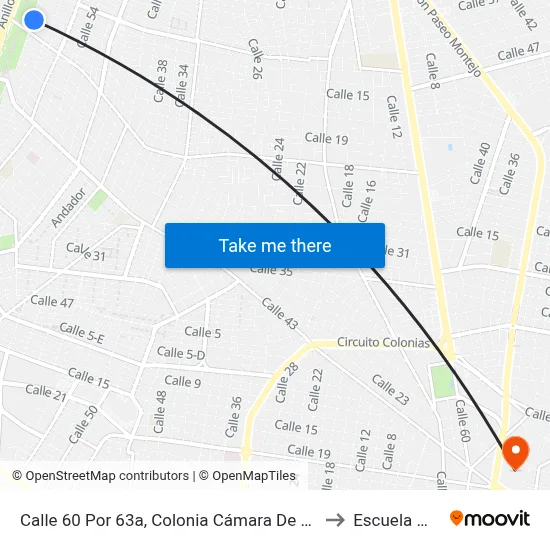 Calle 60 Por 63a, Colonia Cámara De La Construcción to Escuela Modelo map