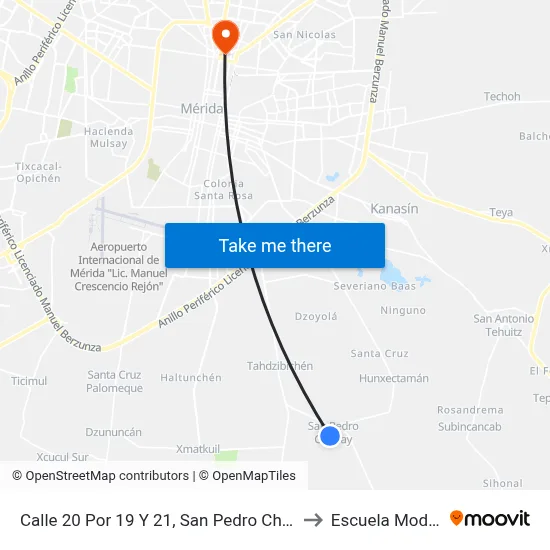 Calle 20 Por 19 Y  21, San Pedro Chimay to Escuela Modelo map