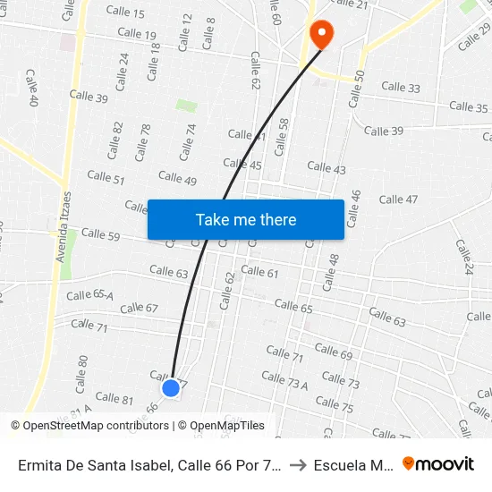 Ermita De Santa Isabel, Calle 66 Por 77 Y 79, Centro to Escuela Modelo map