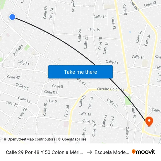 Calle 29 Por 48 Y 50 Colonia Mérida to Escuela Modelo map