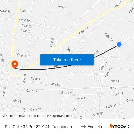 Sct, Calle 35 Por 32 Y 41, Fraccionamiento Brisas Del Norte to Escuela Modelo map