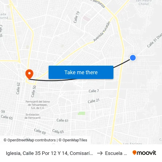 Iglesia, Calle 35 Por 12 Y 14, Comisaría De Chichí Suárez to Escuela Modelo map