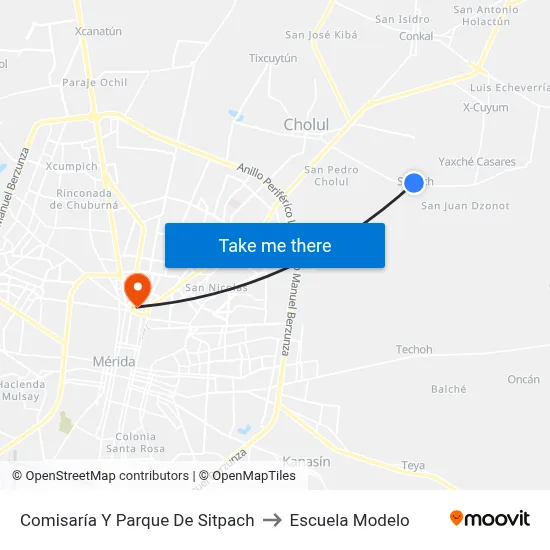 Comisaría Y Parque De Sitpach to Escuela Modelo map