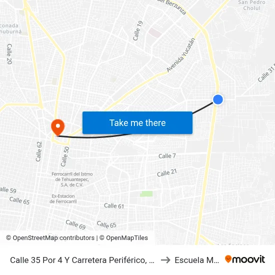 Calle 35 Por 4 Y Carretera Periférico, Chichí Suárez to Escuela Modelo map