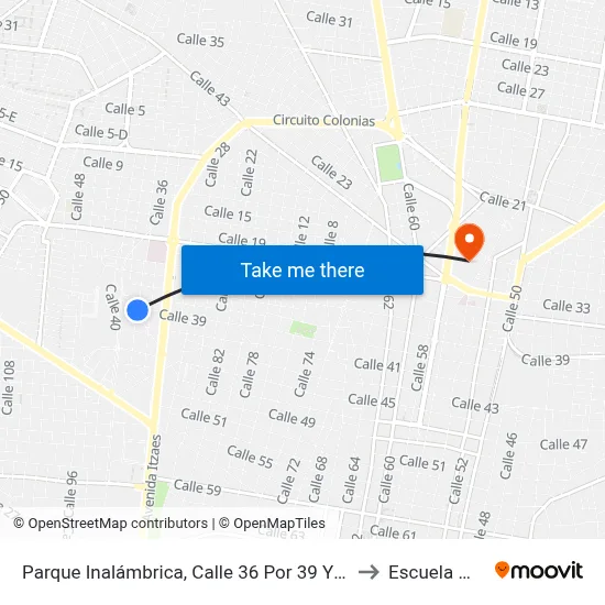 Parque Inalámbrica, Calle 36 Por 39 Y 41, Inalámbrica to Escuela Modelo map