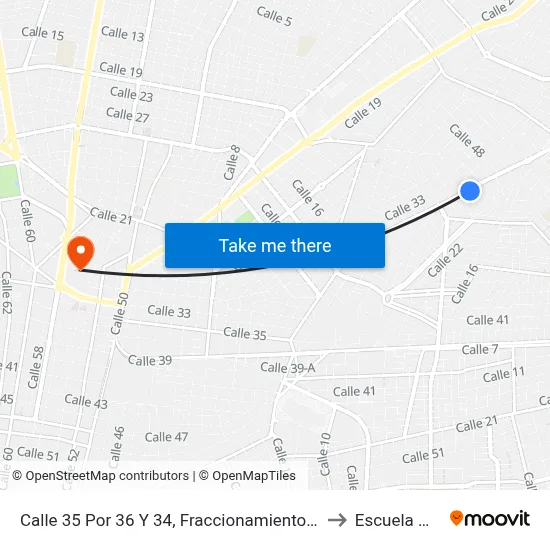 Calle 35 Por 36 Y 34,  Fraccionamiento Brisas Del Norte to Escuela Modelo map
