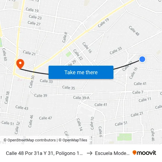 Calle 48 Por 31a Y 31, Polígono 108 to Escuela Modelo map