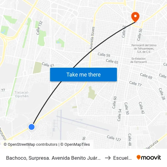 Bachoco, Surpresa. Avenida Benito Juárez Por Calle 20, Colonia Industrial to Escuela Modelo map