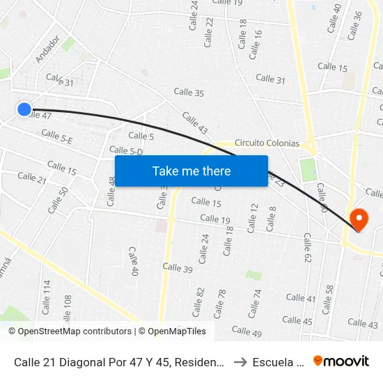 Calle 21 Diagonal Por 47 Y 45, Residencial Del Norte (Chenku) to Escuela Modelo map