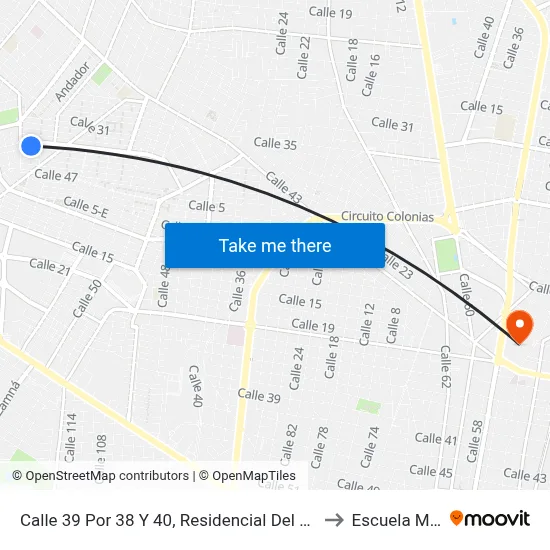 Calle 39 Por 38 Y 40, Residencial Del Norte (Chenku) to Escuela Modelo map